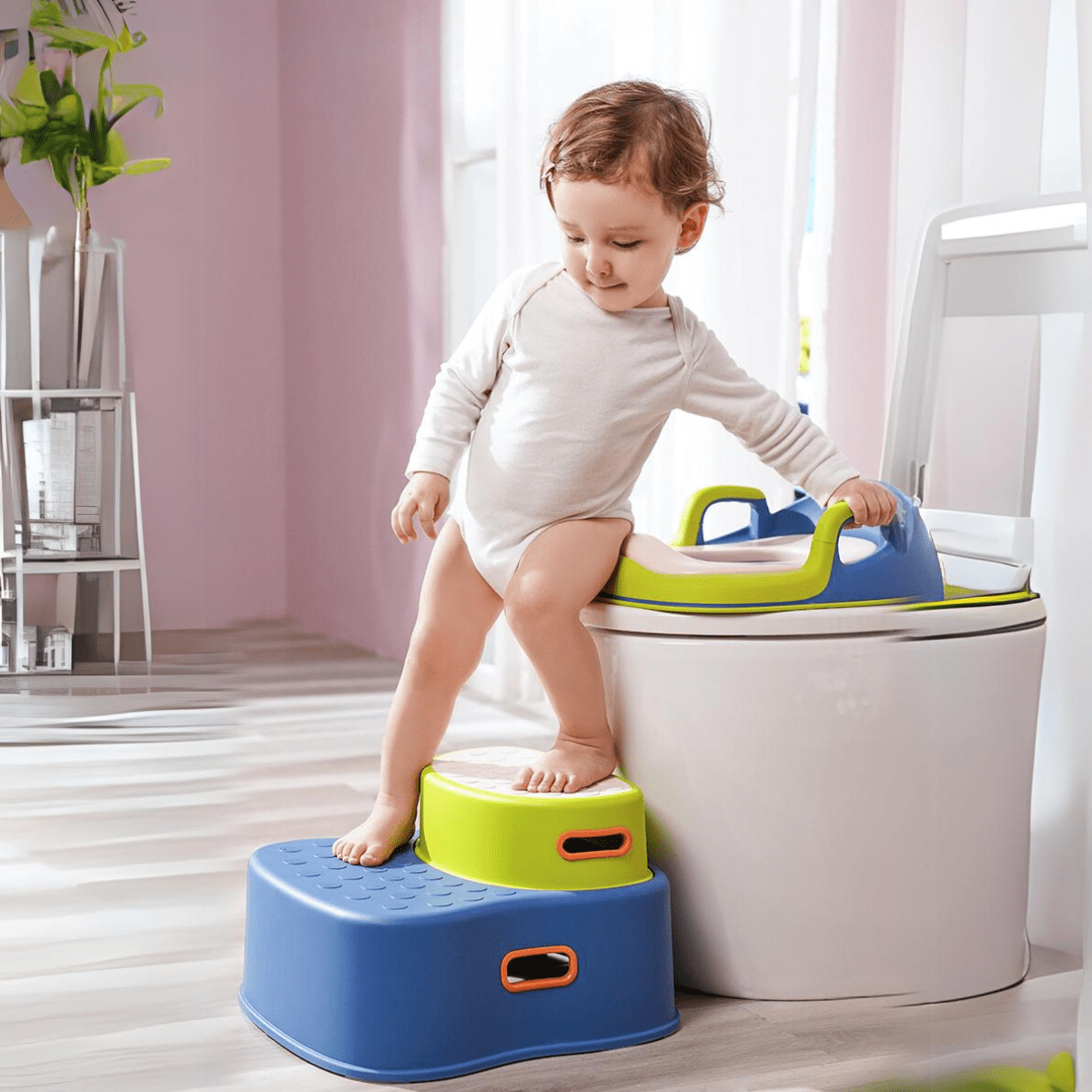 Bellabay Cute Bunny AntiSlip Baby Potty Training Toilet Seat With Detachable Step Stool, Baby