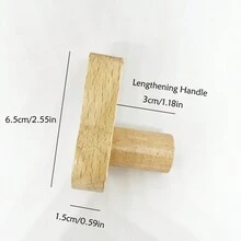 1入天然木製可愛兔子掛鉤帶延伸手柄，明亮漆面家用儲物掛鉤，家居廚房門廊儲物掛鉤帶粘鉤和螺絲 - 杏色 - 查看 2