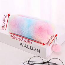 兒童創意漸層色鉛筆盒和錢包,可愛的八邊形毛絨鉛筆盒,學生簡易收納袋,隨機顏色 - 玫紅色 - 查看 2