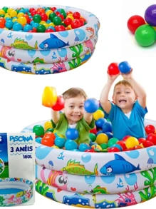 Piscina Infantil Inflável 180 Litros Colorida 3 Anéis - Multicolorido - Visão 6