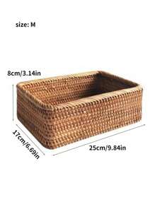 1/3 Giỏ Trái Cây Đan Bằng Tay, Khay Vuông Giỏ Bánh Mì, Giỏ Phục Vụ Trang Trí, Cho Bàn Phòng Khách Quầy Bếp Trang Trí Và Lưu Trữ Nhà Trang Trại - Màu be - Xem 8