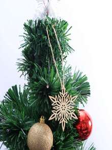 1入組10pcs精美木質雪花飾品,附上繩子的聖誕樹懸掛裝飾,適用於diy裝飾,聖誕節,春節裝飾（隨機包裝） - 杏色 - 查看 3