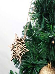 1入組10pcs精美木質雪花飾品,附上繩子的聖誕樹懸掛裝飾,適用於diy裝飾,聖誕節,春節裝飾（隨機包裝） - 杏色 - 查看 5