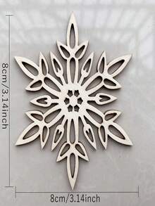 1入組10pcs精美木質雪花飾品,附上繩子的聖誕樹懸掛裝飾,適用於diy裝飾,聖誕節,春節裝飾（隨機包裝） - 杏色 - 查看 6