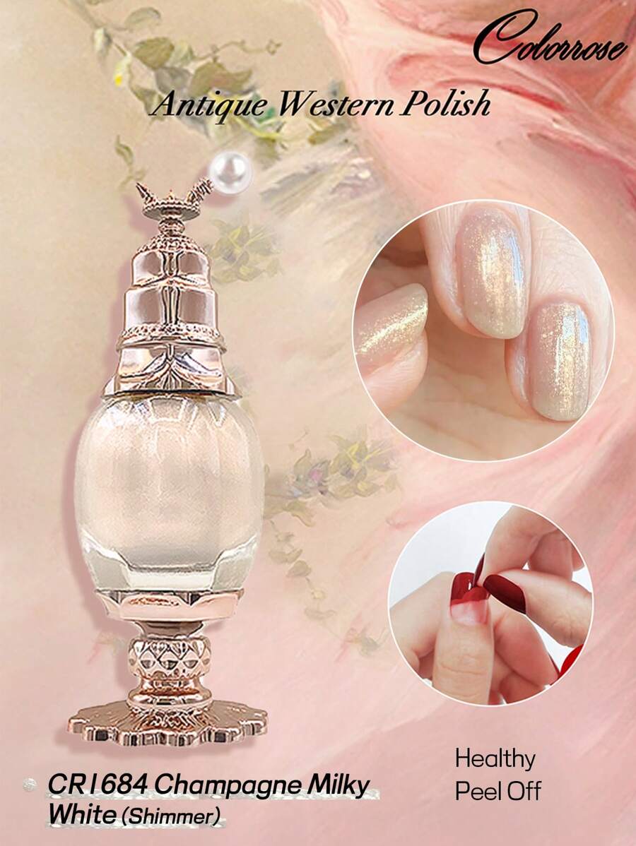 COLORROSE 11毫升可撕式指甲油，水性凝胶，含滋养油，亮泽色彩，快干，圆形刷头，易于涂抹 - 香檳色 - 查看 1