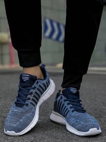 Men's Blue Comfortable Anti-Odor Anti-Slip High Elasticity Soft Bottom Lightweight And Breathable Sweat-Absorbent Casual Running Shoes - Blue - View 5