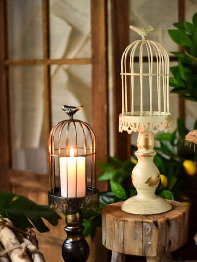 Vintage Bird Cage Iron Candle Holder Wedding Party Decor Metal Candle Holder Home Decor, Festival Decor, Party Decoration,Room Decor(Please Note That The Candlestick Is In A Retro Style And Has A Vintage Craftsmanship),Gifts Birthday Graduation