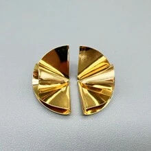 歐美幾何對稱葉子耳環1對。女日韓ins風格簡約時尚個性新款耳環適合女性日常配戴。 - 對稱樹葉耳環 - 查看 2