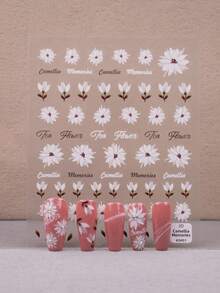 1片3d白色山茶花日式仿真花式指甲貼紙,用於美甲 - 彩色 - 查看 2