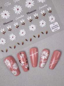 1片3d白色山茶花日式仿真花式指甲貼紙,用於美甲 - 彩色 - 查看 1