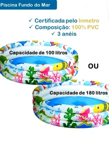 Piscina Infantil Inflável 180 Litros Colorida 3 Anéis - Multicolorido - Visão 3