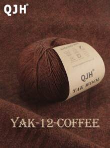 Qjh 50克咖啡色牦牛毛編織紗線，手工編織手套、圍巾材料，適用於秋冬季節，柔軟保暖，環錠紗線，保暖舒適，顏色協調，5股紗線，適合3.0-3.75mm針織針，3.0-3.5mm鉤針 - 咖啡色 - 查看 2