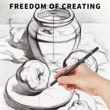 14入組素描鉛筆,14b-4h寫字鉛筆,繪畫家用六角木製鉛筆,帶石墨筆芯,柔軟的白木材製成,適用於繪畫、寫作和工作 - 黑色 - 查看 4