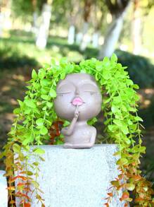 1 件,樹脂女士人物造型臉花盆假花容器室內裝飾頭植物創意北歐 - 彩色 - 查看 7