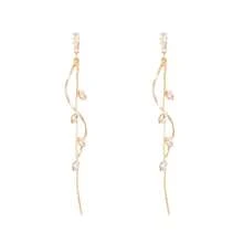 1 對 Ins 風格小眾設計,輕奢簡約,高端百搭,銅鑲鋯旋轉麻花裝飾,長流蘇耳環,耳環,適合女士日常佩戴,訂婚婚宴配飾,情人節禮物女朋友 - 流蘇耳環 - 查看 8