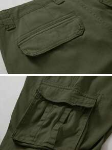 Men'S Camo Multi-Pocket Relaxed Fit Casual Shorts,Outdoor Camouflage Twill Cargo Shorts 11" Inseam(No Belt) - 軍綠色 - 查看 4