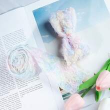 1 件网状刺绣 3D 玫瑰、蝴蝶结和流苏新娘丝带饰边缝纫配件适用于 DIY 发饰或装饰品 - 藍色 - 查看 5