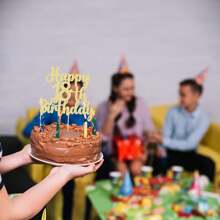 1pc Paper Gold-Color "18" Birthday Cake Topper, Ideal For 18th Birthday Party Decorations, Carnival, Cheers, Flashy Gold - Gold - View 3