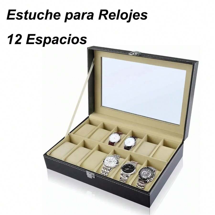 12 Espacios Estuche para Relojes Exhibidor con Almohadillas, estuche para reloj, alhajero, exhibidores de joyeria, caja para relojes, estuche para relojes, organizador de joyas, cajas para joyeria, joyero organizador, porta relojes, estuches para joyeria, exhibidor joyeria joyeros organizadores, alhajeros organizadores, organizador de joyeria, exhibidores para joyeria, organizador de relojes