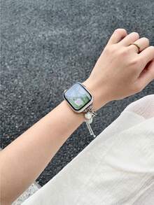 1入組雙性玻璃珠金屬空心魅力手鍊帶,帶有仙女設計,適用於38/40/41/42/44/45/49mm蘋果手表3/4/5/6/7 - 岩青色 - 查看 6