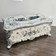 Fashionable Home Tissue Box For Hotel, Ktv, Living Room, Bedroom, Coffee Table, Creative Napkin Case - Silvery White - View 2