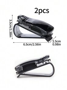 2pcs Multi-Functional Car Sun Visor Glasses Holder With Card Clip, Receipt Ticket Airplane Storage Rack - Black - View 6