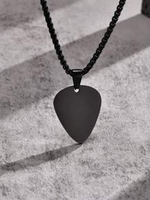 1pc Men's Stainless Steel Smooth Guitar Pick Pendant Necklace - Guitar Pick Pendant - View 5