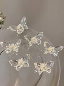 2-10pcs/Set Mini Clear Butterfly Shaped Plastic Hair Clips For Women, Fashionable And Versatile Hair Accessories For Daily Use, Going Out, Hairstyling, Makeup, Clothes Matching Street,Hair Claw,Claw Clips,Hair Jaw Clip,Hair Clutch - White - View 9
