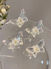 2-10pcs/Set Mini Clear Butterfly Shaped Plastic Hair Clips For Women, Fashionable And Versatile Hair Accessories For Daily Use, Going Out, Hairstyling, Makeup, Clothes Matching Street,Hair Claw,Claw Clips,Hair Jaw Clip,Hair Clutch - White - View 10