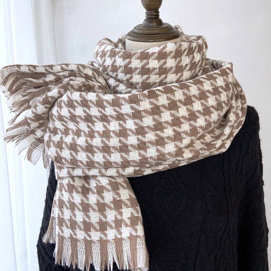 1條經典中性時尚額外大圍巾,冬季保暖,流行,厚實,適用於海灘,四季適用,也可用作頭巾,有粉色、卡其色、藍色、黑色、綠色和黃色可選,並附加手帕功能,尺寸：200 * 70cm - 杏色 - 查看 1