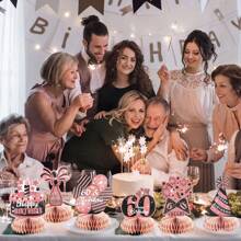 9入組黑金色生日派對裝飾,覆蓋有亮粉,適用於16、21、30、40、50、60、70、80歲男女士生日慶祝 - 玫瑰金 - 查看 6