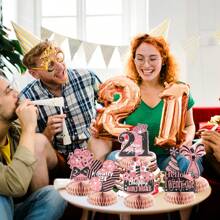 9入組黑金色生日派對裝飾,覆蓋有亮粉,適用於16、21、30、40、50、60、70、80歲男女士生日慶祝 - 玫瑰金 - 查看 2