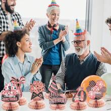 9入組黑金色生日派對裝飾,覆蓋有亮粉,適用於16、21、30、40、50、60、70、80歲男女士生日慶祝 - 玫瑰金 - 查看 7