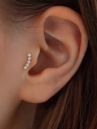 SereneSpark 1 st stjärnblomma 925 sterlingsilver örhängen platt baksida piercing för kvinnor brosk fina smycken bröllopsfest årsdag