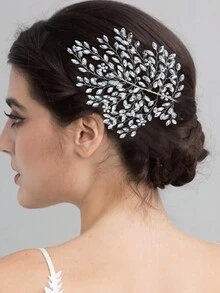 1pc Diamond Decor Fashionable Bridal Headwear - Silver - View 3