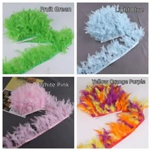 (50/100/150/200cm) Natural Turkey Feather With 10-15cm Trim/Diy Feather Material - Multicolor100cm - View 5