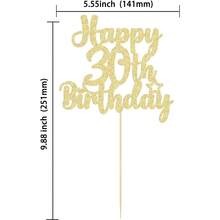 1 件金箔紙 30 歲生日蛋糕裝飾,適合生日派對裝飾、嘉年華、乾杯 - 金色 - 查看 5