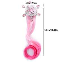 1入組以冰雪女王為靈感的漸層雪花合成髮片,兒童夾式髮飾 - 紫色 - 查看 2