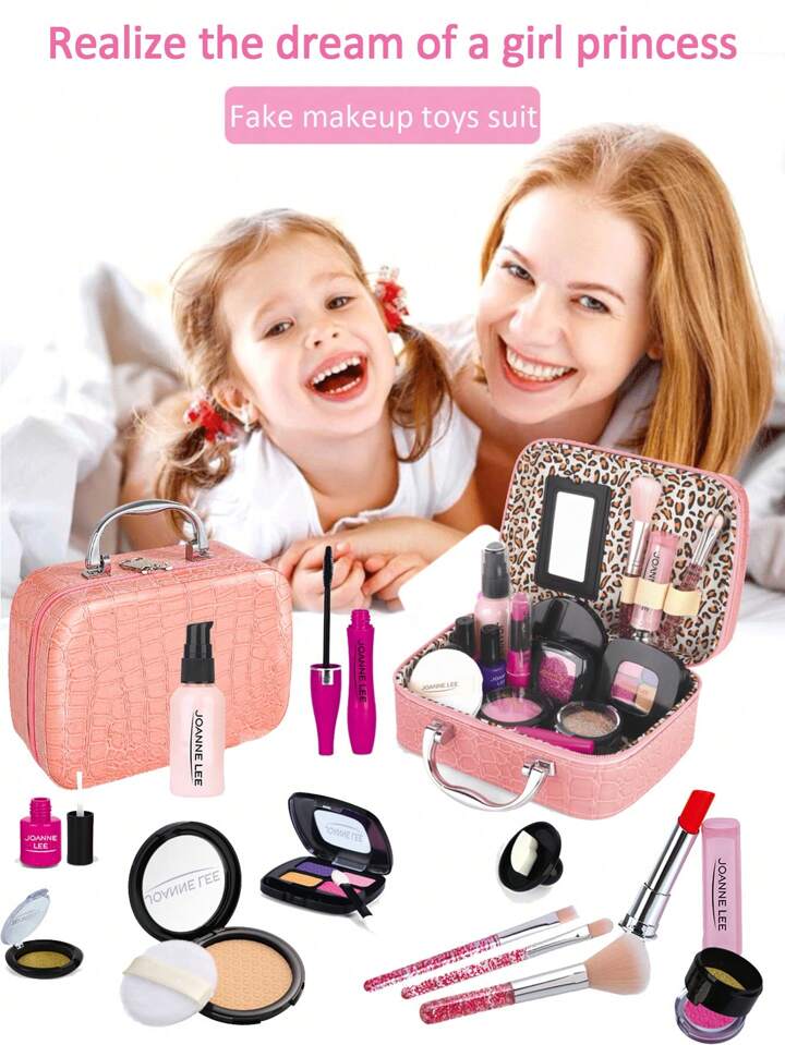 13pcs Girl s Pink Pretend Makeup Bag Some Accessories Are Random