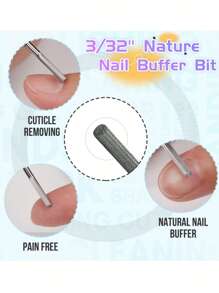 XXXF安全鎢鋼釘鑽頭易釘蒼磨刀具電動指甲鑽頭修剪甲皮修護工具美甲工具1入組 - 灰色 - 查看 1