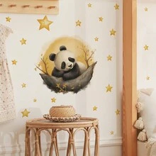 一件卡通彩繪熊貓星星牆貼 - 彩色 - 查看 5