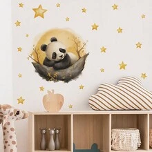 一件卡通彩繪熊貓星星牆貼 - 彩色 - 查看 4