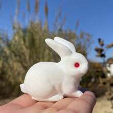 天然白玉兔,玉雕兔子,家居裝飾,水晶動物,兒童禮物,水晶療法,靈氣治療,水晶禮品 1 件 - 白色 - 查看 1