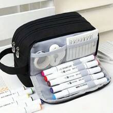 1個大容量文具袋,筆袋,手提化妝包,辦公室和學校用品,適合青少年、女孩、男孩、女性、男性、成年人,便攜式禮物 - 彩色 - 查看 10