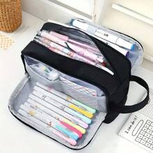 1個大容量文具袋,筆袋,手提化妝包,辦公室和學校用品,適合青少年、女孩、男孩、女性、男性、成年人,便攜式禮物 - 彩色 - 查看 9