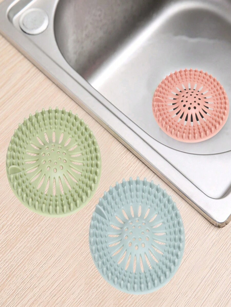 1Pc Sink Sewer Filter Floor Drain Strainer Water Hair Stopper Bath Catcher Shower Cover Kitchen Bathroom Anti Clogging - Pink - View 1