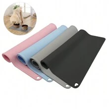 1入組寵物食品墊,矽膠防水貓飼料墊,提高邊緣,不漏不滑動的寵物碗墊,適用於貓和狗,灰色