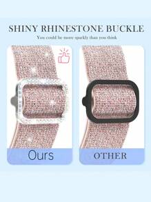 闪亮弹力尼龙表带，兼容 表带 38/40/41/42/44/45/46/49mm，亮片弹力尼龙表带，闪亮可爱亮片女士替换运动单圈腕带，兼容 Series Ultra/11/10/9/SE/8/7/6/5/4/3/2/1 - 銀色 - 查看 5