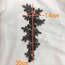 1 對水溶性蕾絲布料串珠貼花適用於婚紗和正裝裝飾貼片 - 黑色 - 查看 2