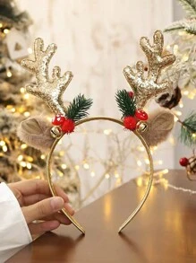 1只派對頭箍,裝飾有鹿角和鈴鐺,歐美風格 - 金色 - 查看 1